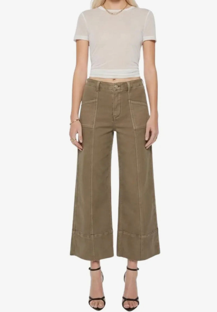 Tummy Control High Rise Slim Crop Palazzo Jeans | Taupe