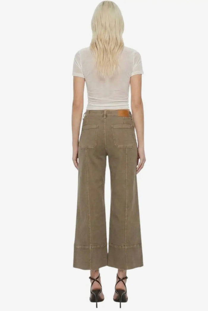 Tummy Control High Rise Slim Crop Palazzo Jeans | Taupe