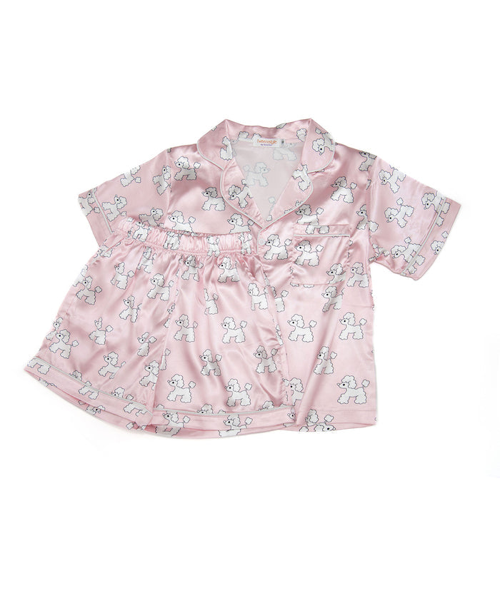 Tweenstyle Girls Silky Shorts Lounge Set Poodles Distressed/seasonal girls Sparkle by Stoopher