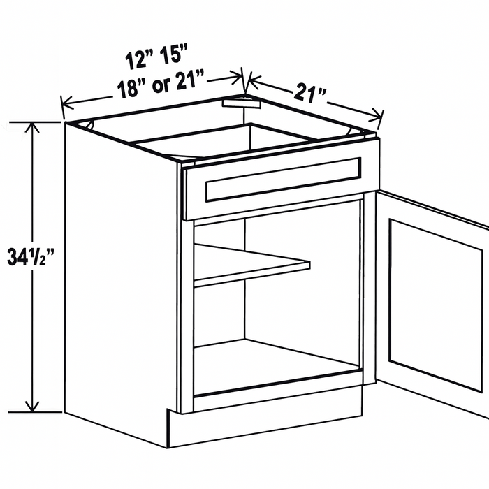 Vanity Base , 18" , Shaker , Wood Grey