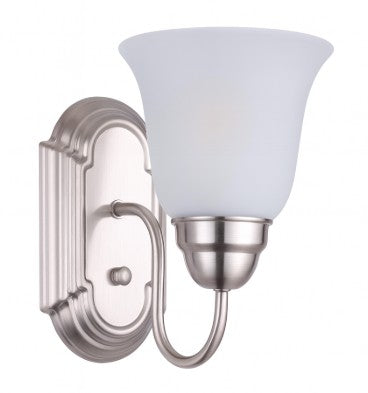 Vanity Light , 1 Light , Frosted Bell Glass Shade , Brushed Nickel