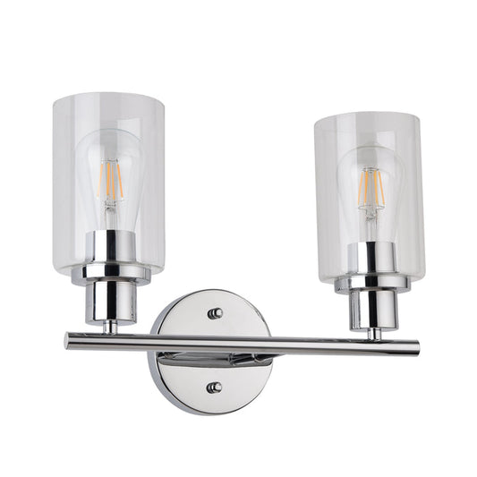 Vanity Light , 2 Light , Cylindrical Glass , Polished Chrome