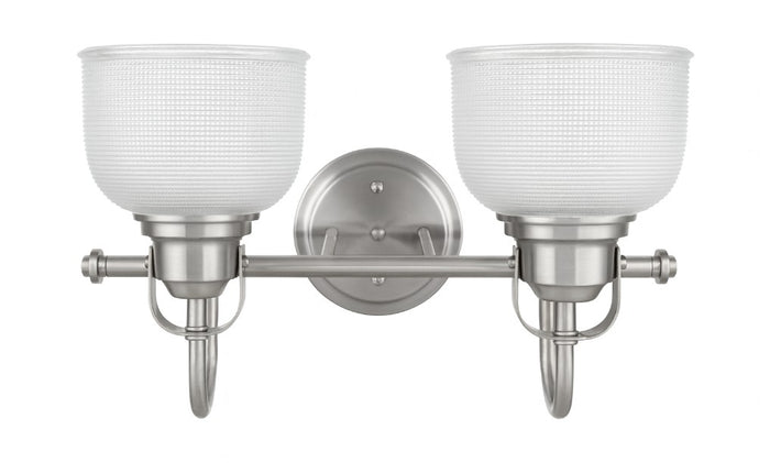 Vanity Light , 2 Light , Dome Holophane Glass , Brushed Nickel
