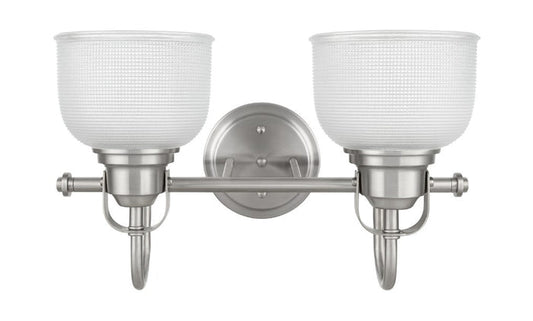 Vanity Light , 2 Light , Dome Holophane Glass , Brushed Nickel