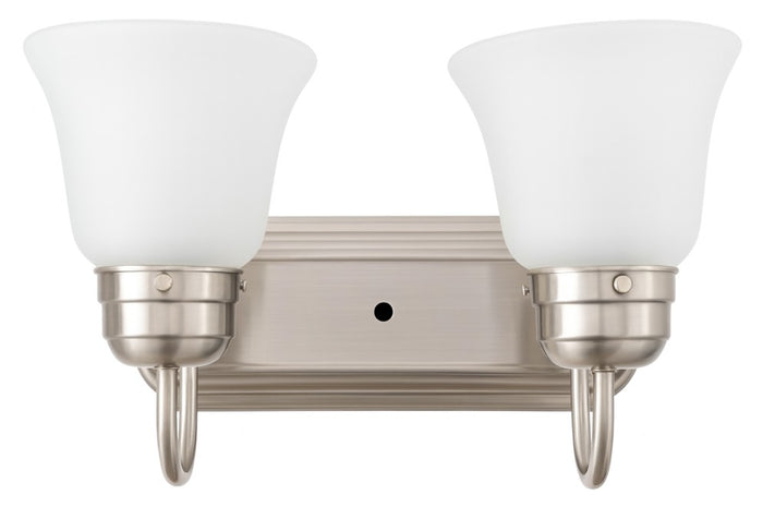Vanity Light , 2 Light , Frosted Bell Glass Shade , Brushed Nickel