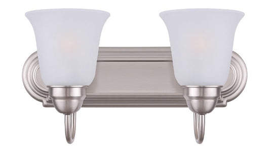 Vanity Light , 2 Light , Frosted Bell Glass Shade , Brushed Nickel