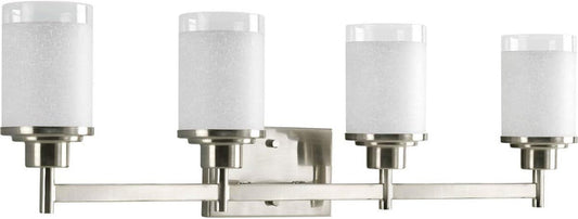 Vanity Light , 4 Light, Cylindrical Frosted Glass, Brushed Nickel