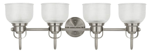 Vanity Light , 4 Light , Dome Holophane Glass , Brushed Nickel