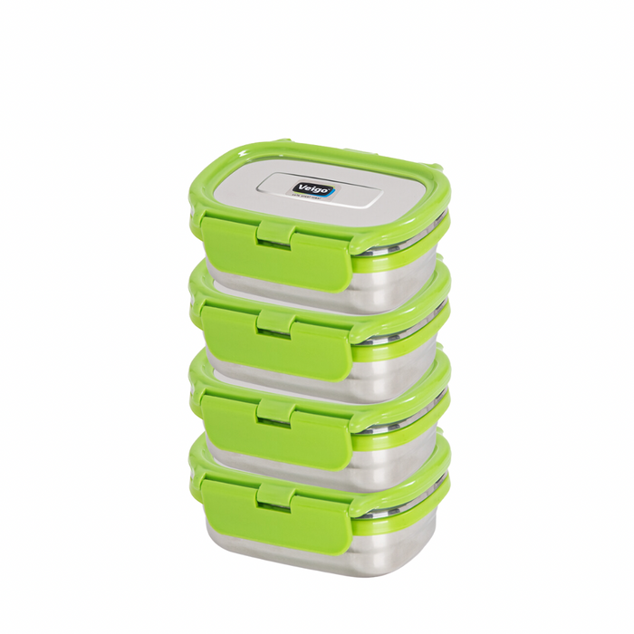 Veigo Chutney & Condiment Stainless Steel Storage Dabbi - Set of 4 (All Ages)