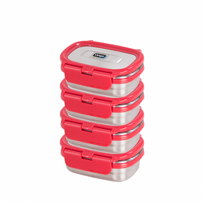 Veigo Chutney & Condiment Stainless Steel Storage Dabbi - Set of 4 (All Ages)