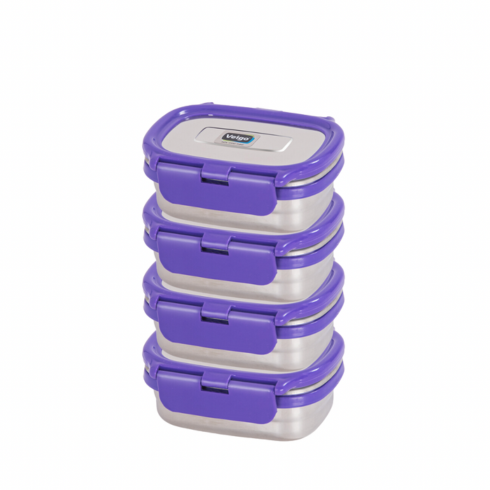 Veigo Chutney & Condiment Stainless Steel Storage Dabbi - Set of 4 (All Ages)