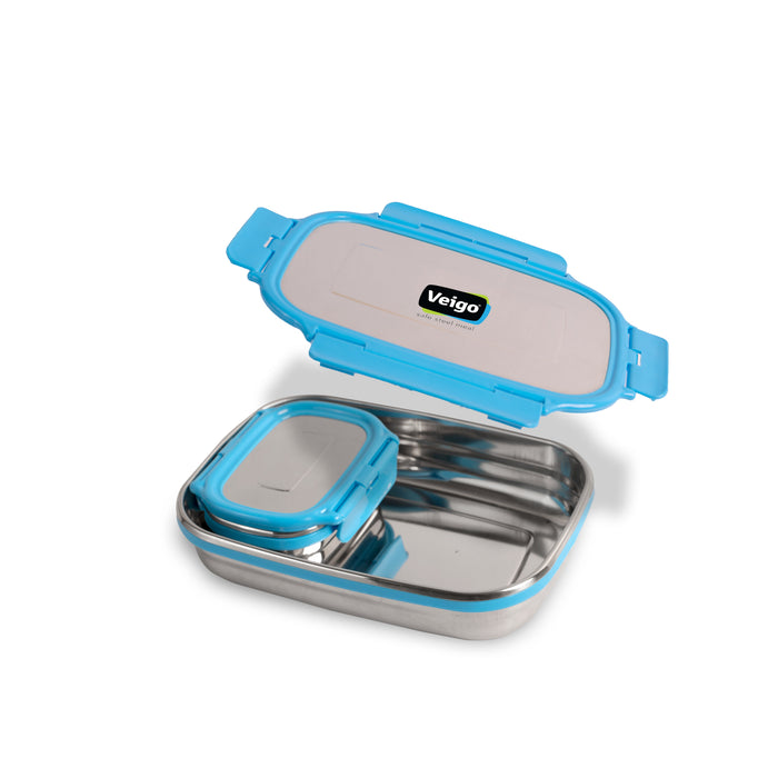 Veigo Jumbo Stainless Steel Lunch Box w/ Veg Box (All Ages)