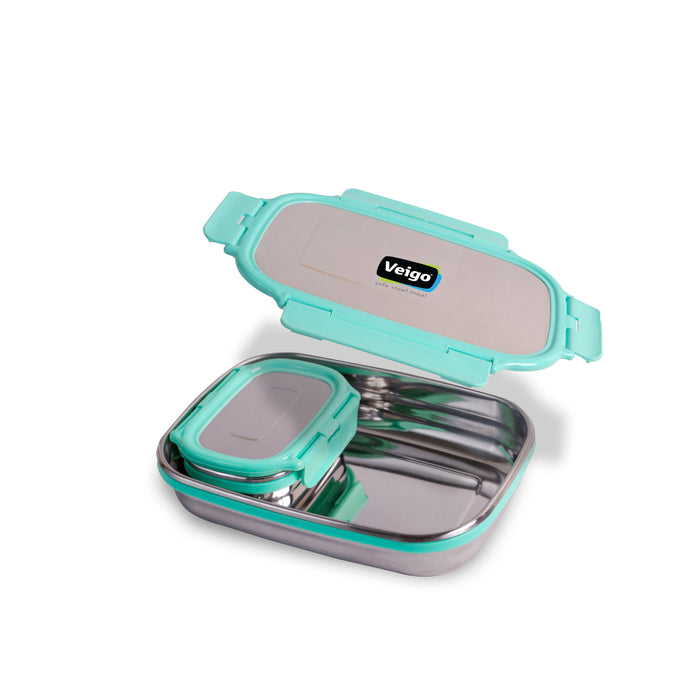 Veigo Jumbo Stainless Steel Lunch Box w/ Veg Box (All Ages)