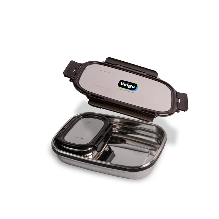Veigo Jumbo Stainless Steel Lunch Box w/ Veg Box (All Ages)