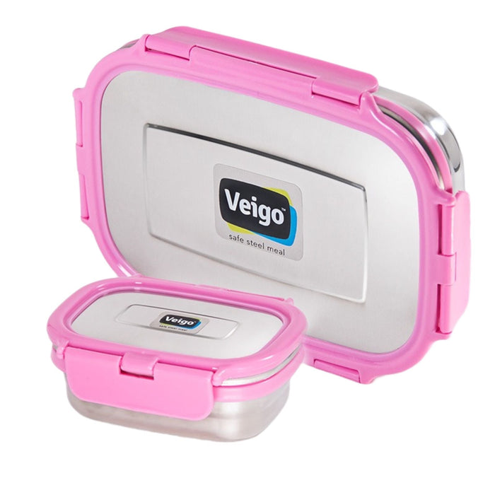 Veigo Jumbo Stainless Steel Lunch Box w/ Veg Box (All Ages)