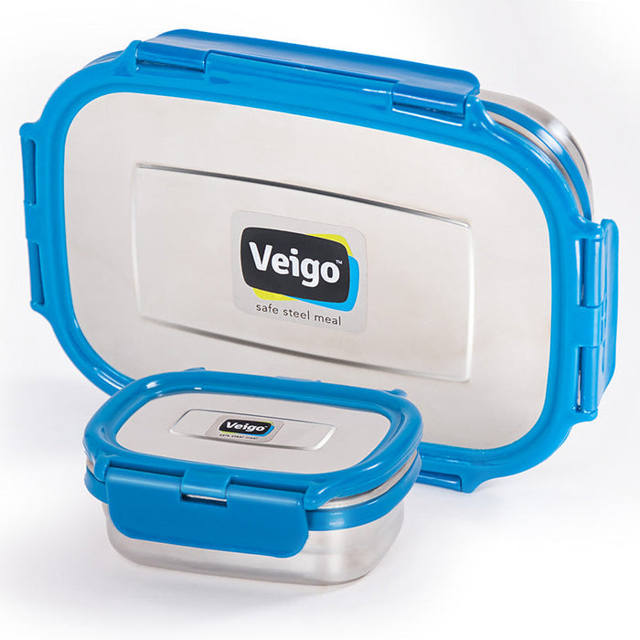 Veigo Jumbo Stainless Steel Lunch Box w/ Veg Box (All Ages)