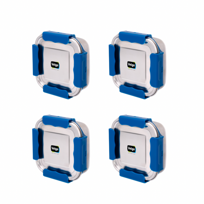 Veigo Outdoor Adventure - Set of 4 Stainless Steel Medium Lunch Boxes (All Ages)
