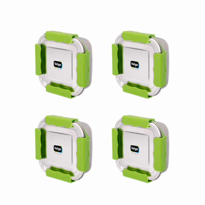Veigo Outdoor Adventure - Set of 4 Stainless Steel Medium Lunch Boxes (All Ages)