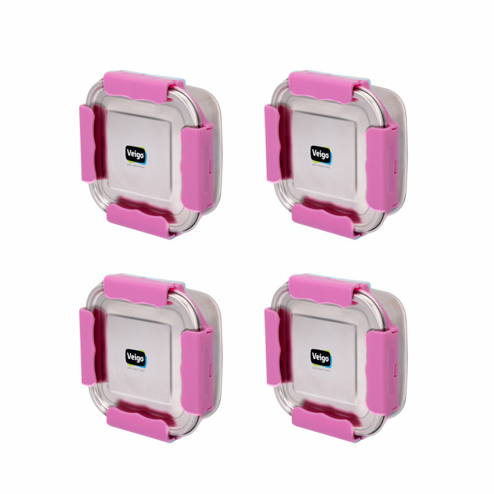 Veigo Outdoor Adventure - Set of 4 Stainless Steel Medium Lunch Boxes (All Ages)