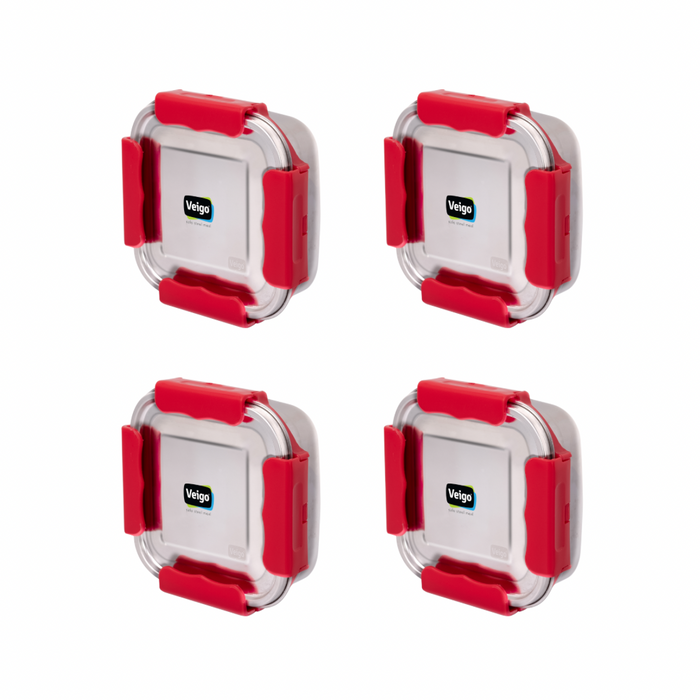 Veigo Outdoor Adventure - Set of 4 Stainless Steel Medium Lunch Boxes (All Ages)