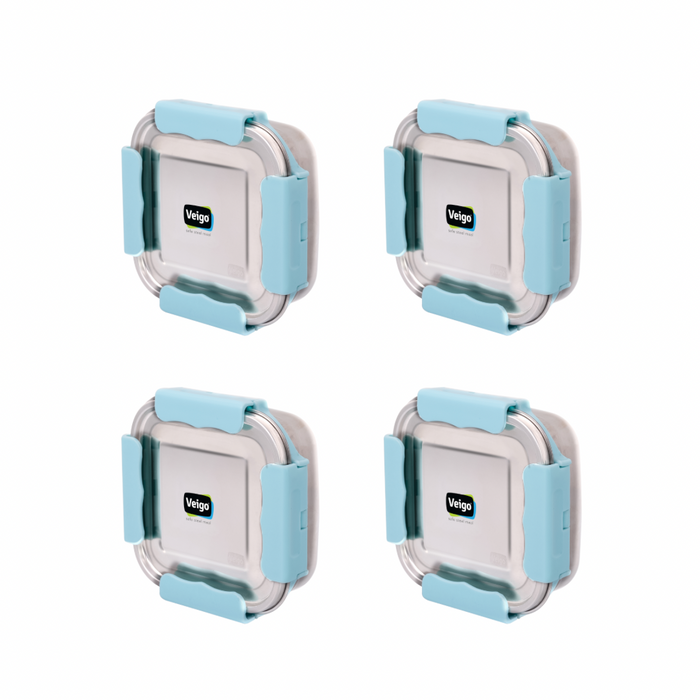 Veigo Outdoor Adventure - Set of 4 Stainless Steel Medium Lunch Boxes (All Ages)
