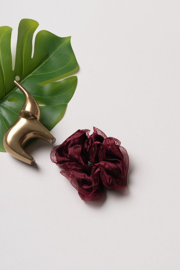 The Nesavu Scrunchies / Rubber Band Velvet Glamour Hair Scrunchie - Regal Red Nesavu Red JHS17B Luxurious Velvet Glamour Scrunchie in Regal Red | The Nesavu