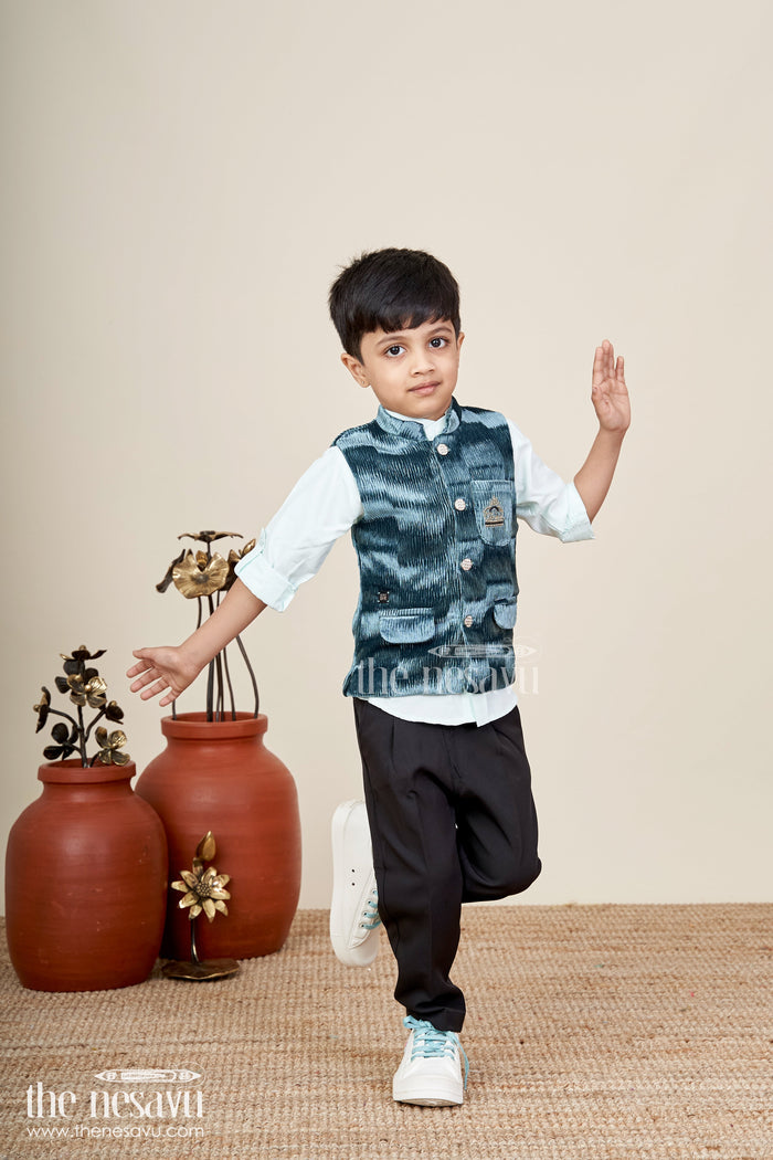 The Nesavu Boys Jacket Sets Velvet jacket set for boys for weddings and festive events Nesavu Nesavu boys velvet jacket kurta set  royal outfit weddings grand family celebrations