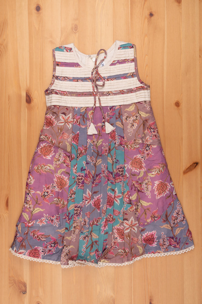 The Nesavu Girls Cotton Frock Vibrant Multicolor Floral Cotton Frock - Girls Chic Dress Nesavu Beautiful Cotton Frock | Cotton Casual Frocks | The Nesavu