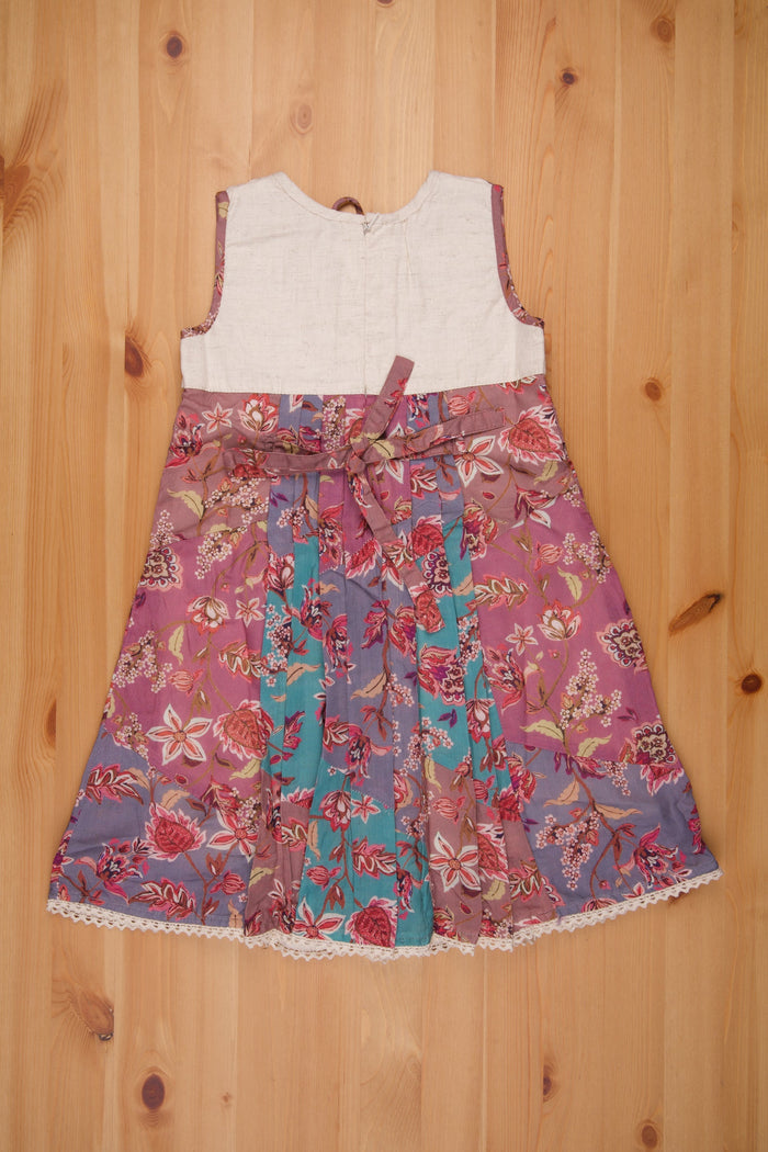 The Nesavu Girls Cotton Frock Vibrant Multicolor Floral Cotton Frock - Girls Chic Dress Nesavu Beautiful Cotton Frock | Cotton Casual Frocks | The Nesavu