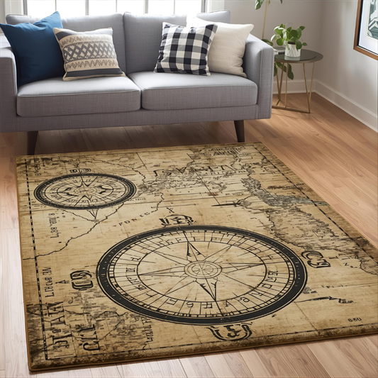 Vintage Nautical Map Area Rug