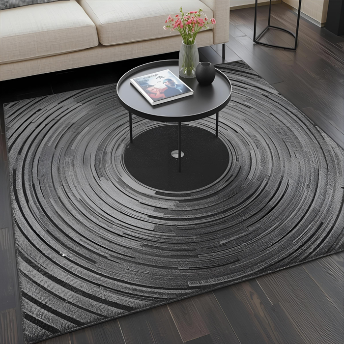 Vinyl Groove Pattern Area Rug