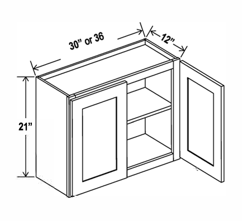 Wall Cabinet , 30" x 21" , Shaker , Wood White