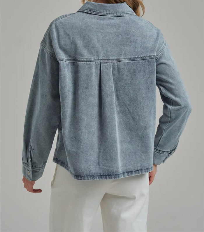 Washed Front Pocket Denim Shacket