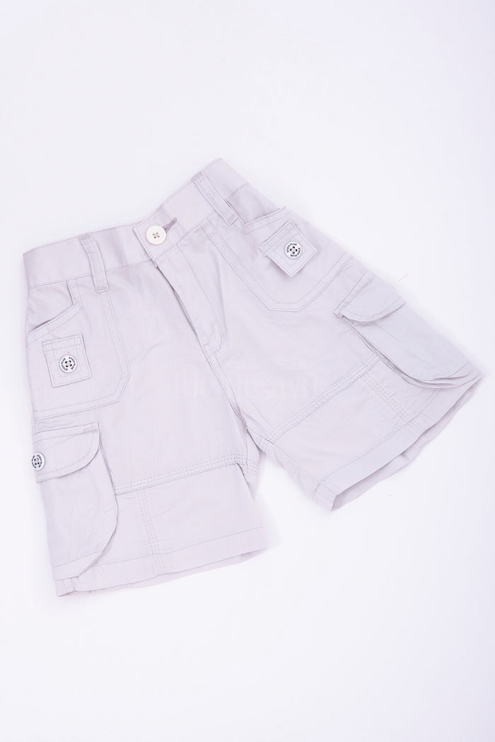 The Nesavu Boys Shorts White Cargo Cotton Boys Bermuda Shorts Nesavu White Cargo Cotton Boys Bermuda Shorts with Elastic Waist
