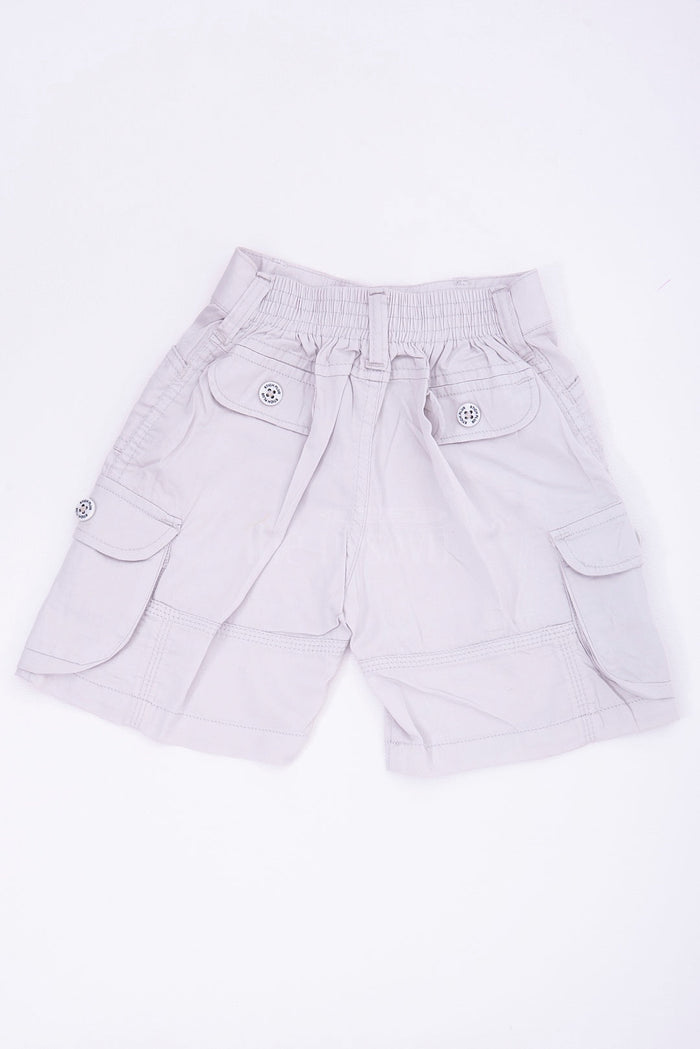 The Nesavu Boys Shorts White Cargo Cotton Boys Bermuda Shorts Nesavu White Cargo Cotton Boys Bermuda Shorts with Elastic Waist