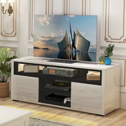 White Gloss TV Stand With Led Lights
