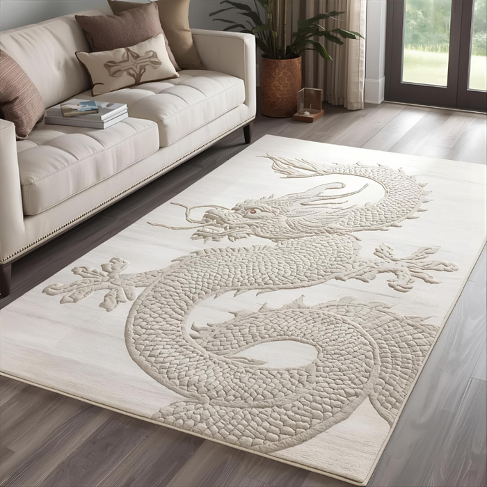 White Jade Dragon Area Rug
