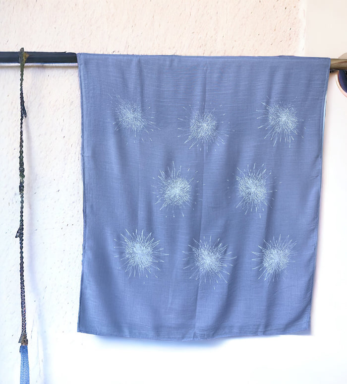 White on Grey Protea Voile Scarf