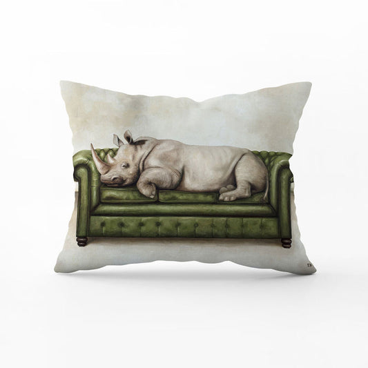Wildlife At Leisure Decorative Pillow Cover - Rhino