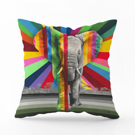 Wildlife In Color Pillow Cover - Elephant