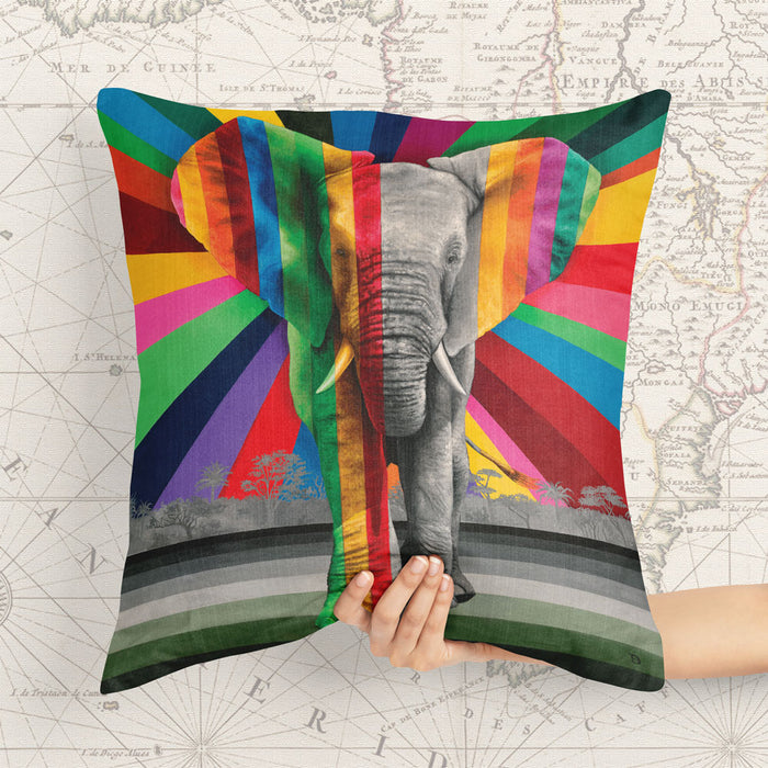 Wildlife In Color Pillow Cover - Elephant