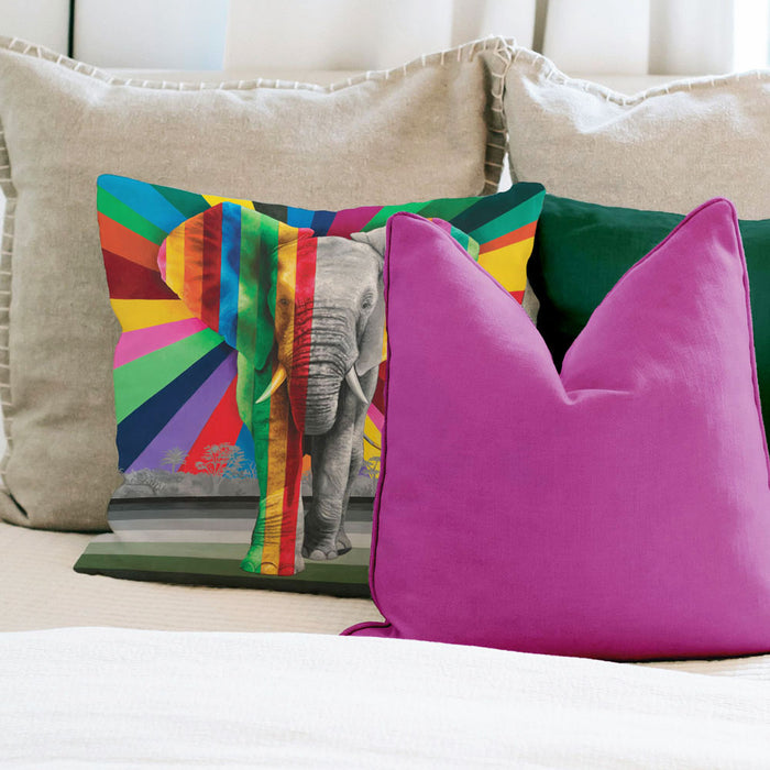 Wildlife In Color Pillow Cover - Elephant