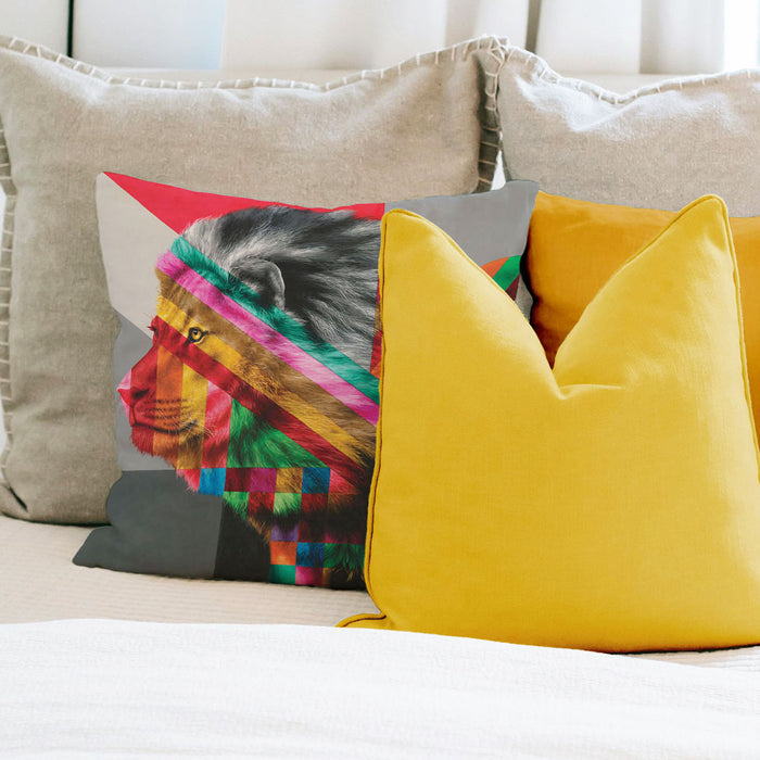 Wildlife In Color Pillow Cover - Lion