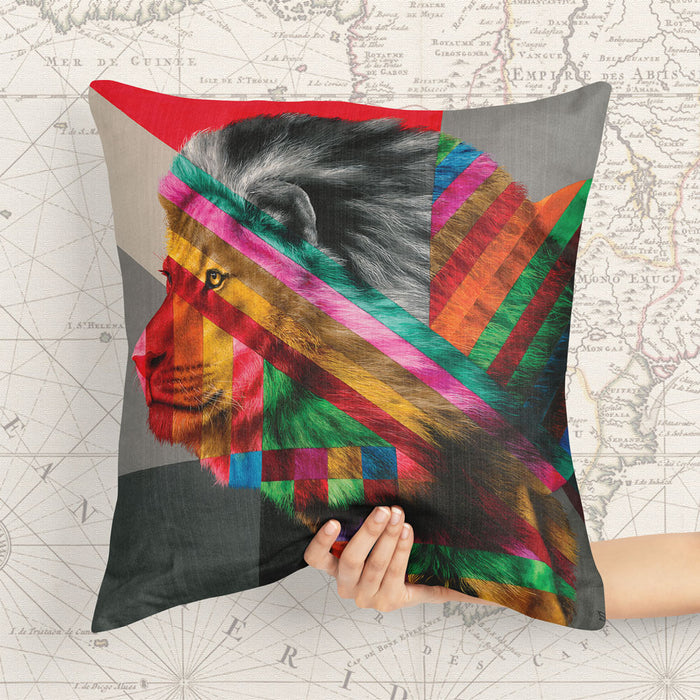 Wildlife In Color Pillow Cover - Lion
