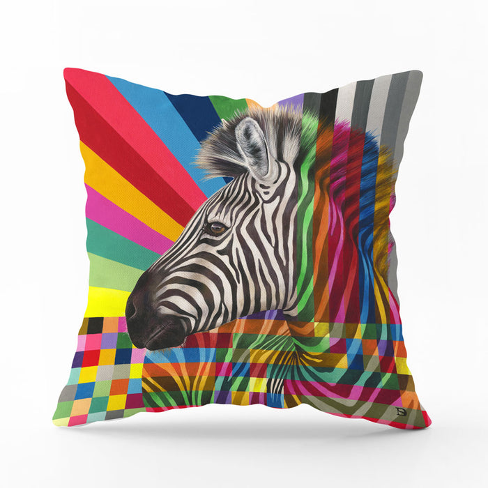 Wildlife In Color Pillow Cover - Zebra