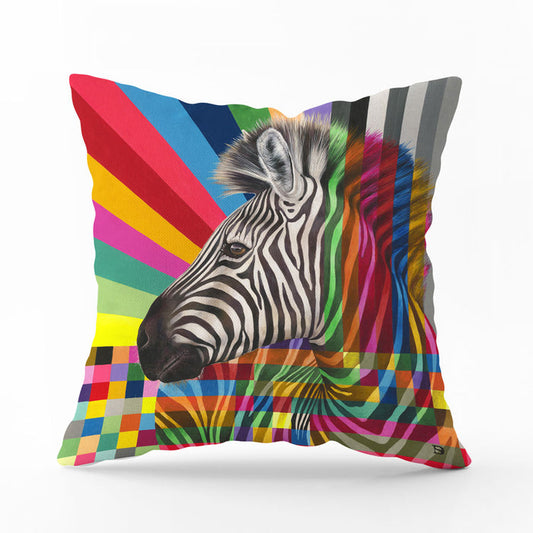 Wildlife In Color Pillow Cover - Zebra