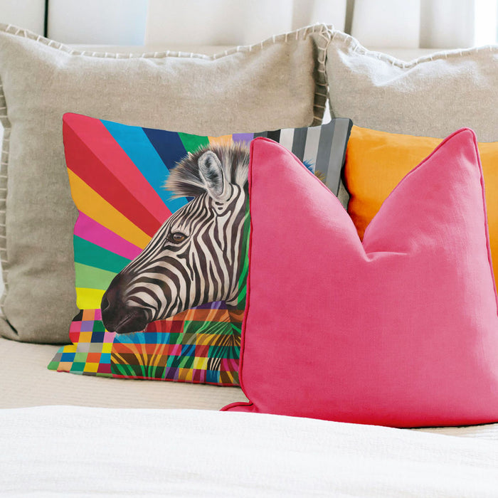 Wildlife In Color Pillow Cover - Zebra