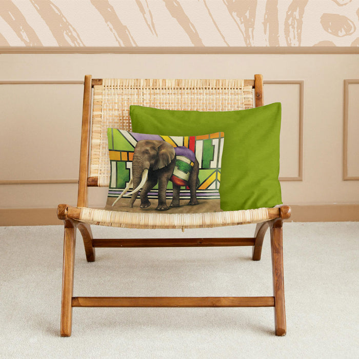 Wildlife Ndebele Decorative Pillow Cover - Elephant