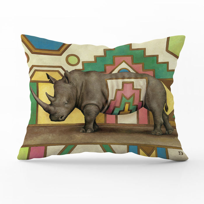 Wildlife Ndebele Decorative Pillow Cover - Rhino