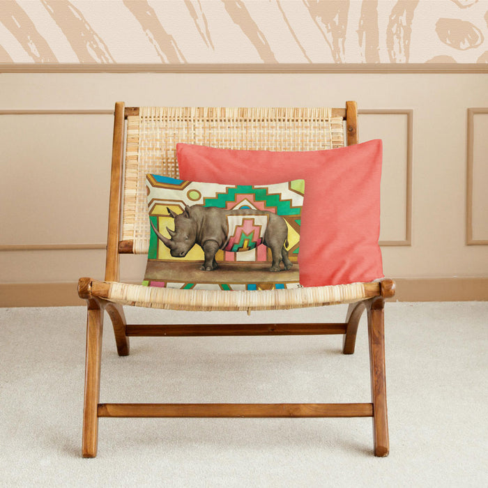 Wildlife Ndebele Decorative Pillow Cover - Rhino